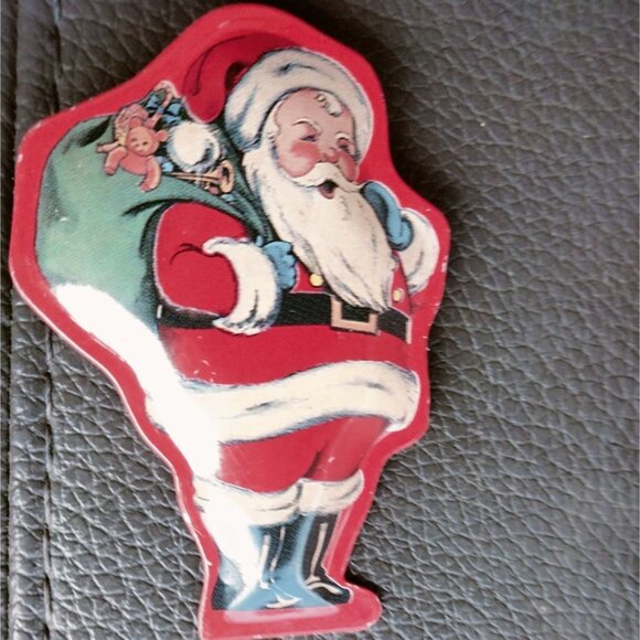 Santa Claus Christmas Pin Brooch Holiday Jewelry Vintage - Picture 4 of 4